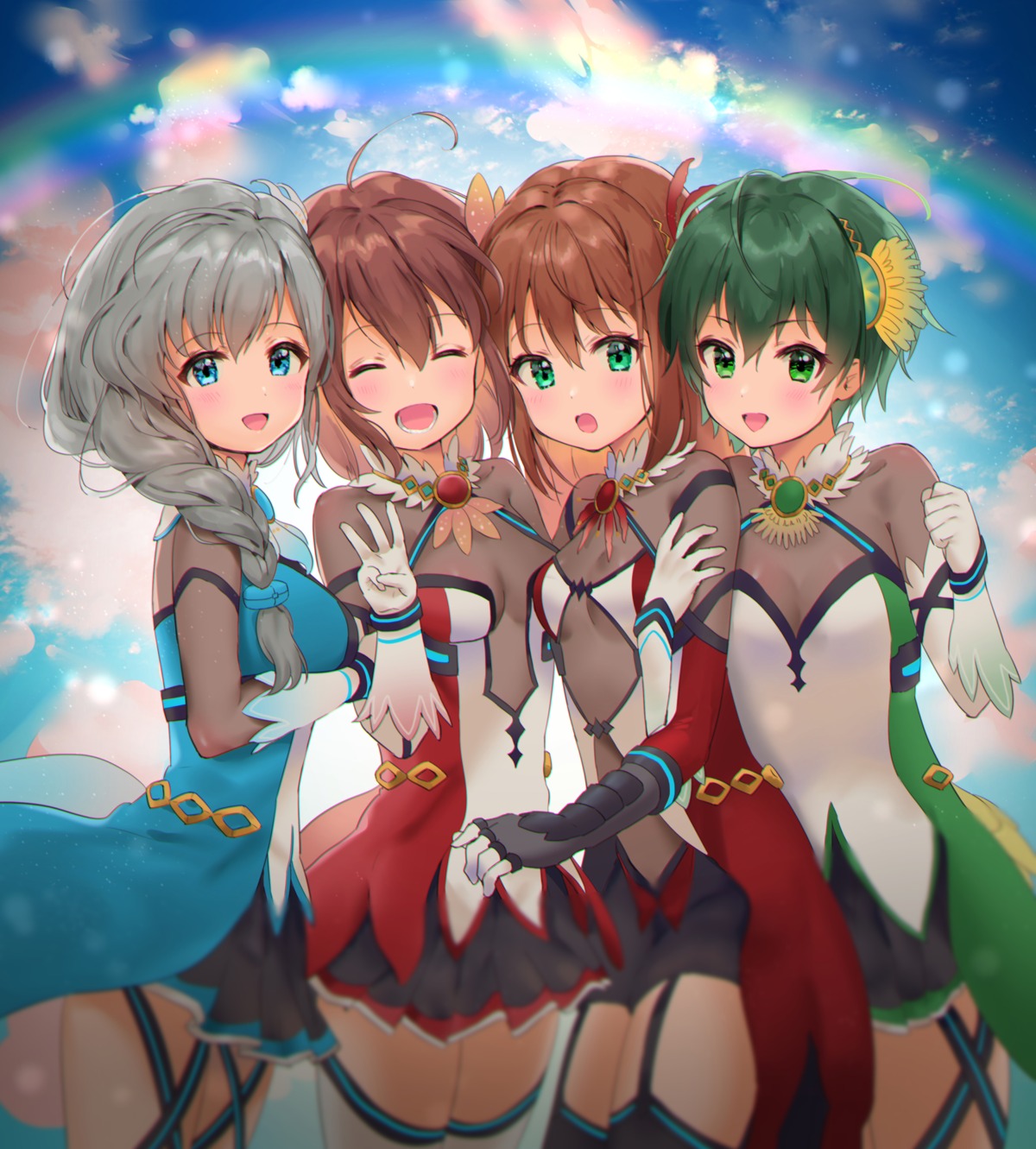 battle_girl_high_school, dress, hoshitsuki_miki, misaki_(battle_girl_high_school), narumi_haruka, see_through, stockings, tagme, thighhighs, wakaba_subaru