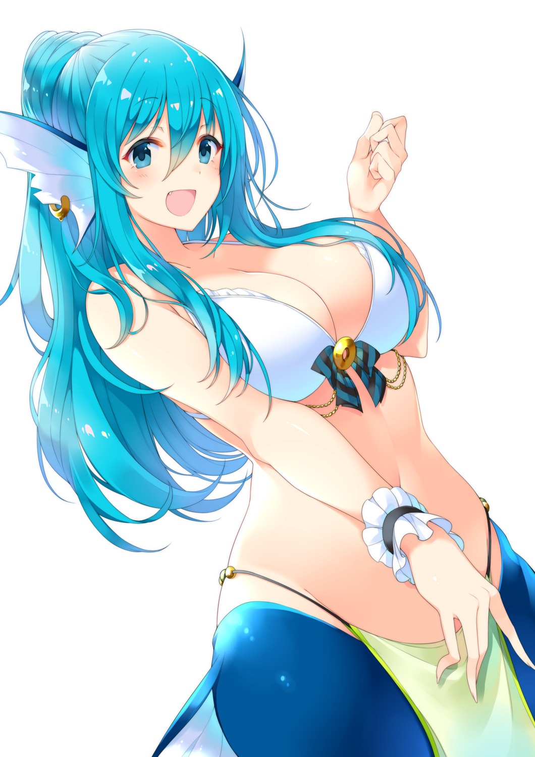 bikini_top, breast_hold, cleavage, matsunoki, mermaid, monster_girl, swimsuits