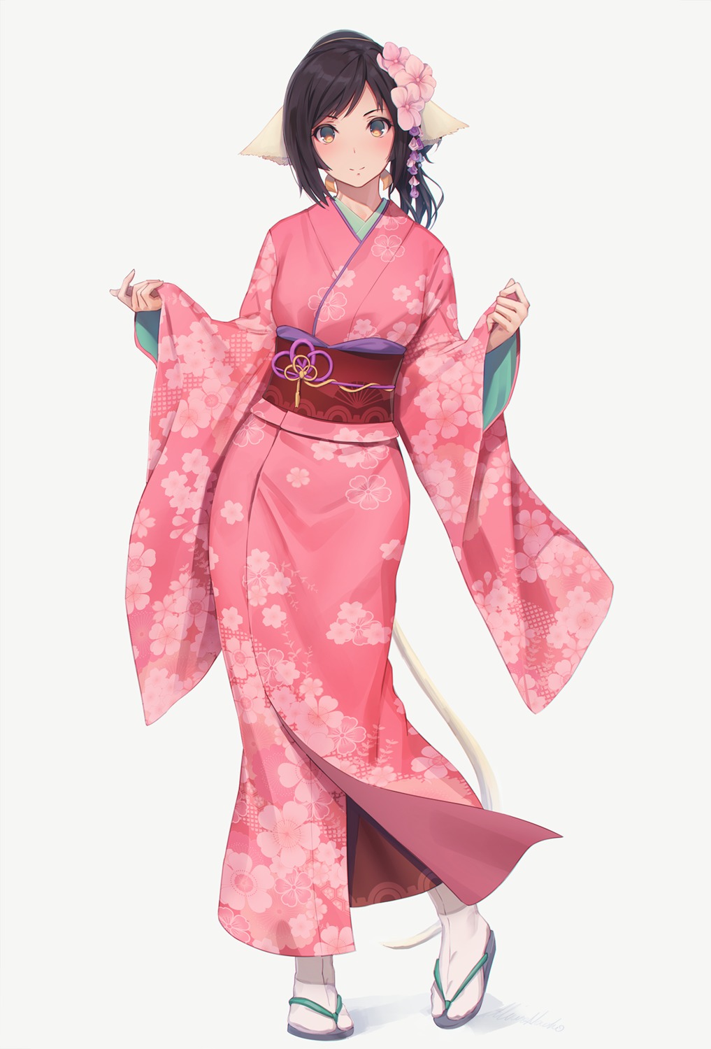 animal_ears, kimono, kuon_(utawarerumono), miura_naoko, tail, utawarerumono, utawarerumono_itsuwari_no_kamen