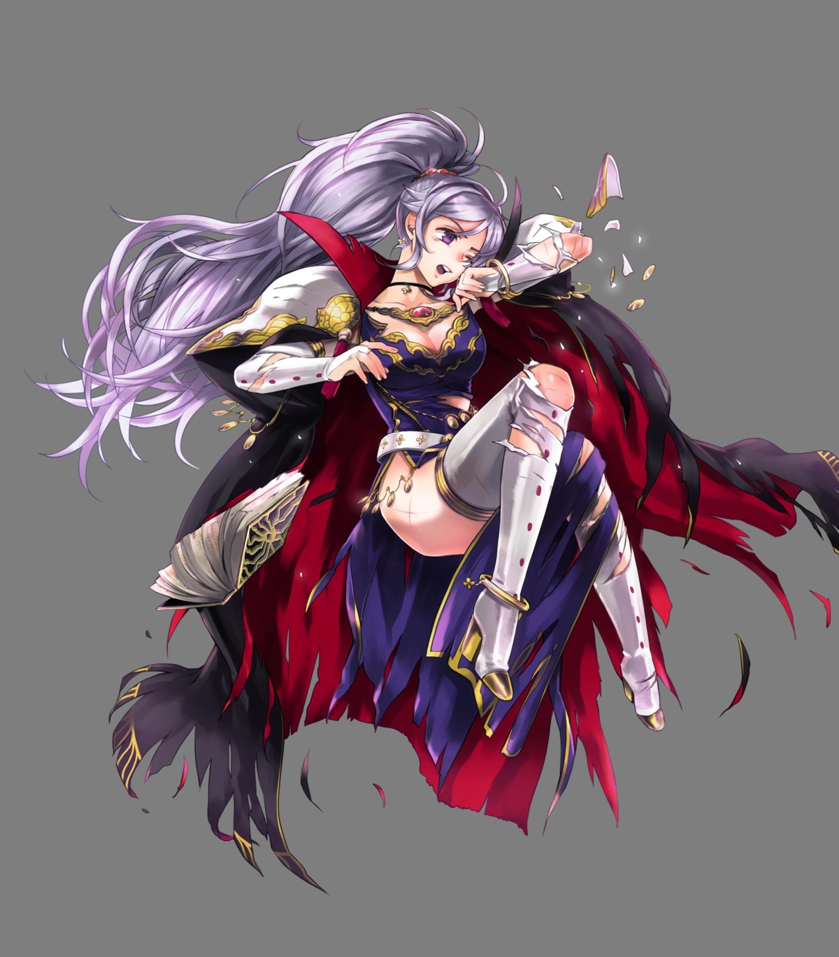 armor, cleavage, dress, fire_emblem, fire_emblem:_seisen_no_keifu, fire_emblem_heroes, heels, ishtar_(fire_emblem), nintendo, suekane_kumiko, thighhighs, torn_clothes, transparent_png