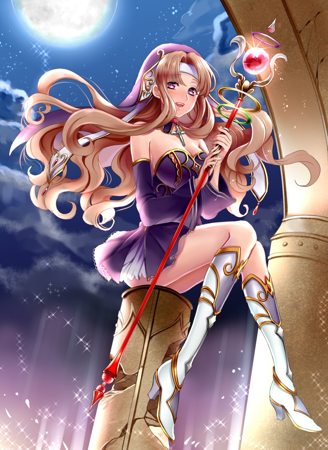 cleavage, dress, heels, kurabayashi_matoni, weapon