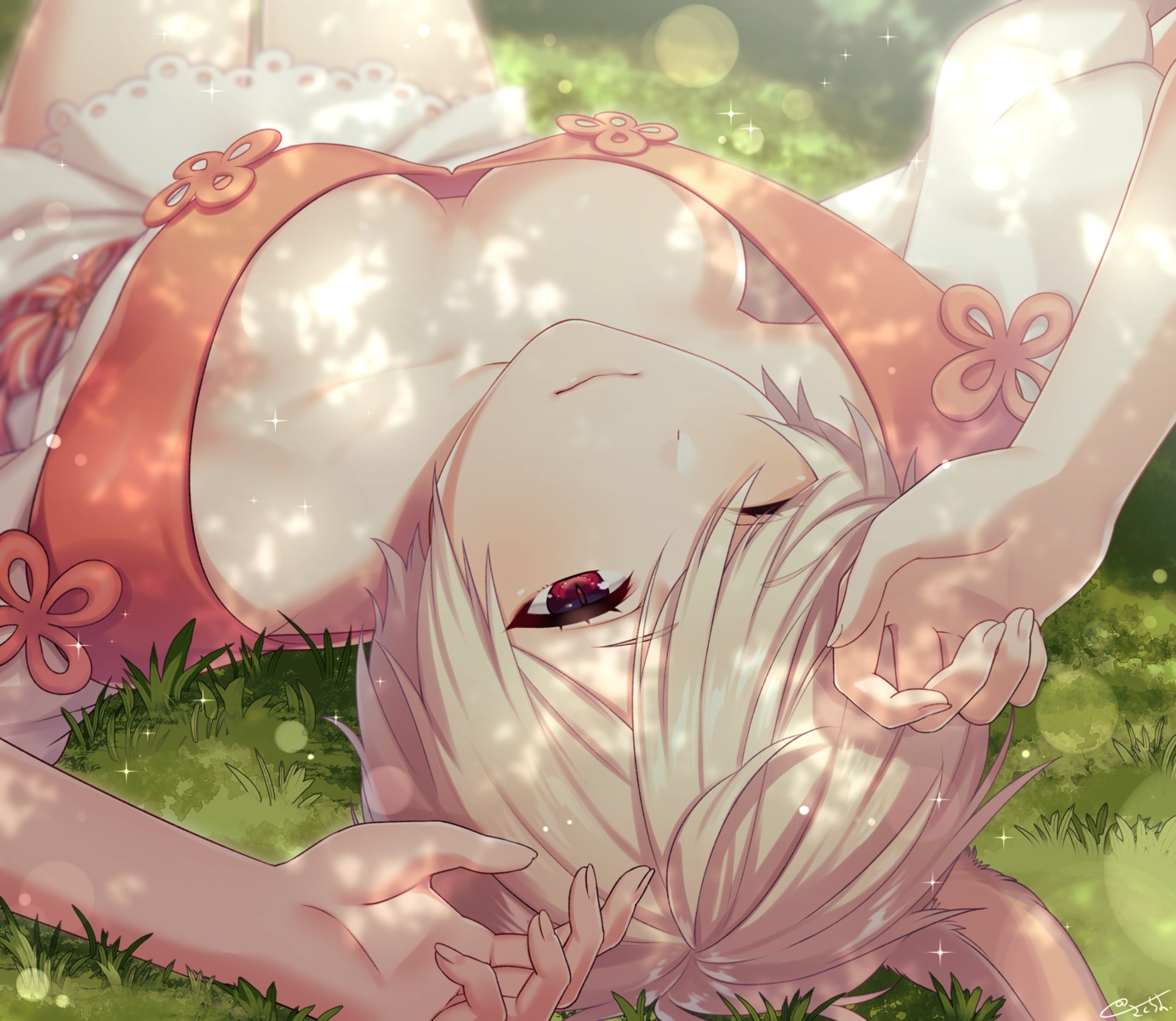 animal_ears, cleavage, final_fantasy, final_fantasy_xiv, miqo'te, no_bra, sakura_chiyo_(konachi000)