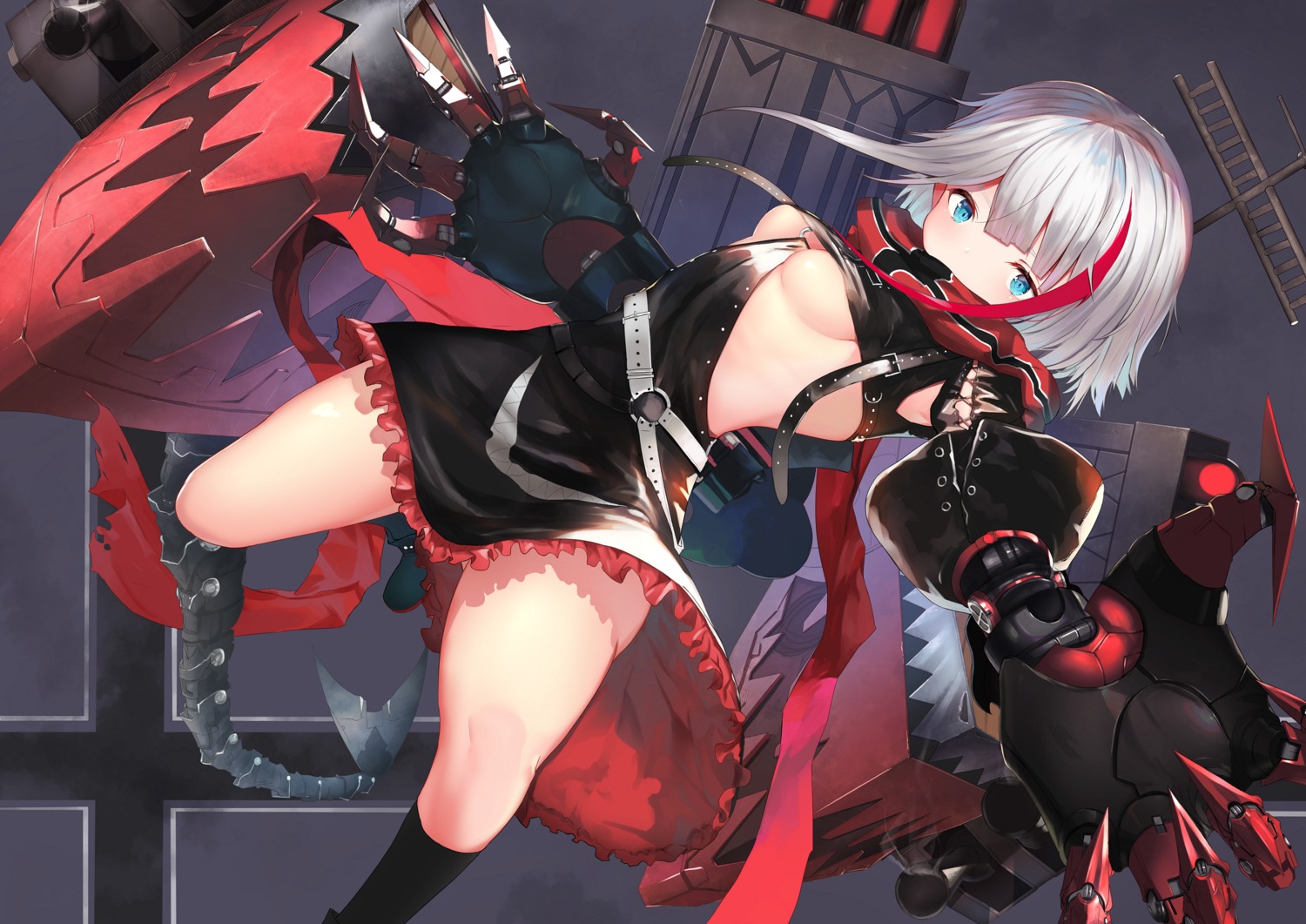 admiral_graf_spee_(azur_lane), azur_lane, isaka_wasabi, no_bra, underboob, weapon