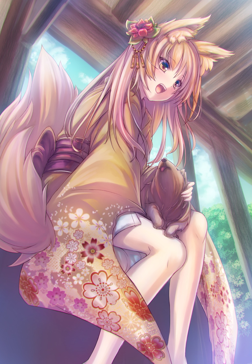 animal_ears, japanese_clothes, tail, tenmaso