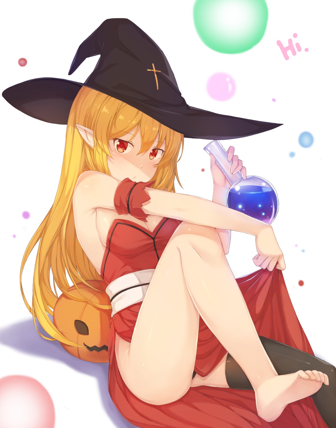 cleavage, dress, dungeon_fighter, feet, hallohi, halloween, pantsu, pointy_ears