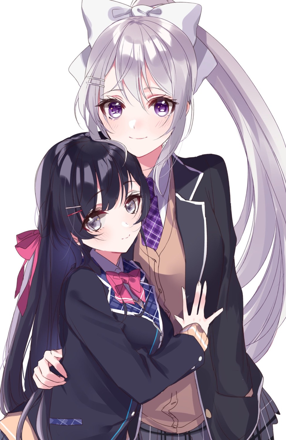 higuchi_kaede, maiko_(macaroni), nijisanji, seifuku, sweater, tsukino_mito