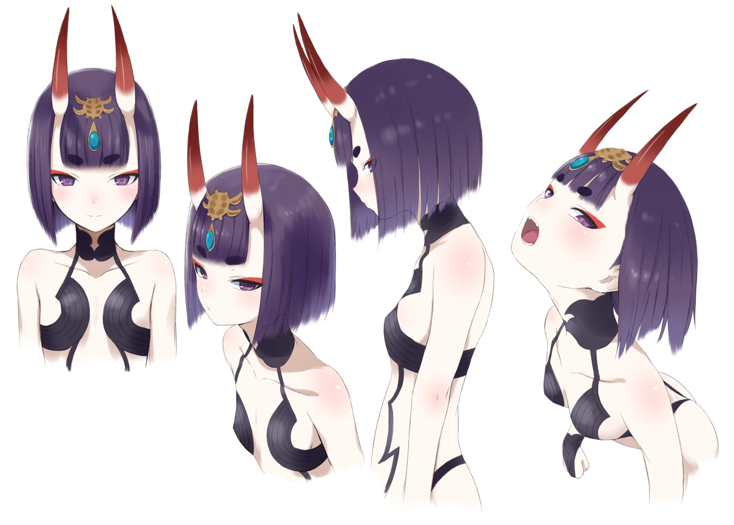 cleavage, fate/grand_order, horns, laika, no_bra, pantsu, shuten_douji_(fate)