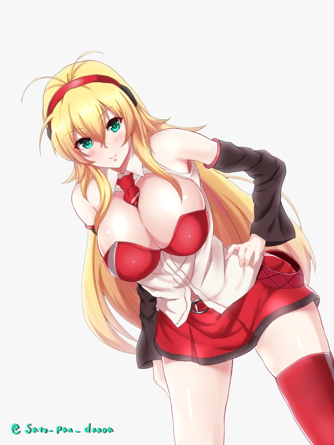 bra, cleavage, headphones, sato_pan, thighhighs, tsurumaki_maki, vocaloid