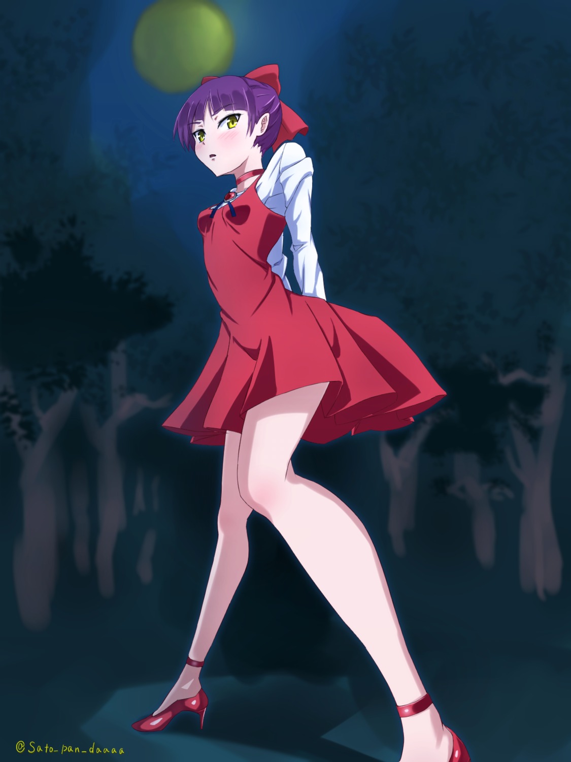 dress, gegege_no_kitarou, heels, neko_musume, pointy_ears, sato_pan