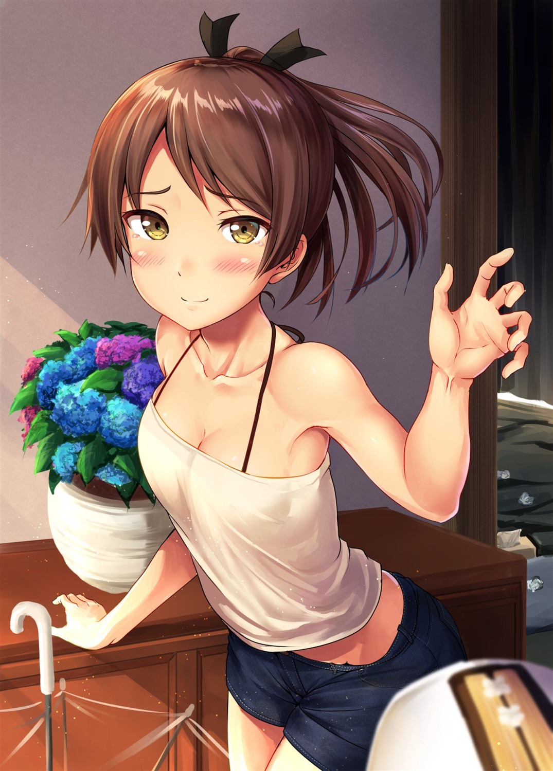 admiral_(kancolle), cleavage, ichikawa_feesu, kantai_collection, shikinami_(kancolle), umbrella