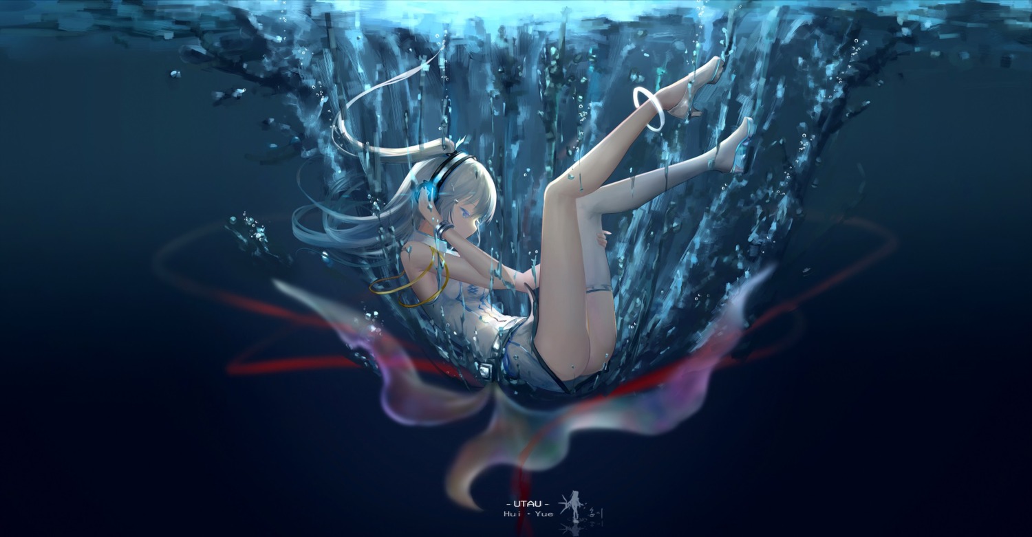 hatsune_miku, hc, headphones, heels, thighhighs, vocaloid