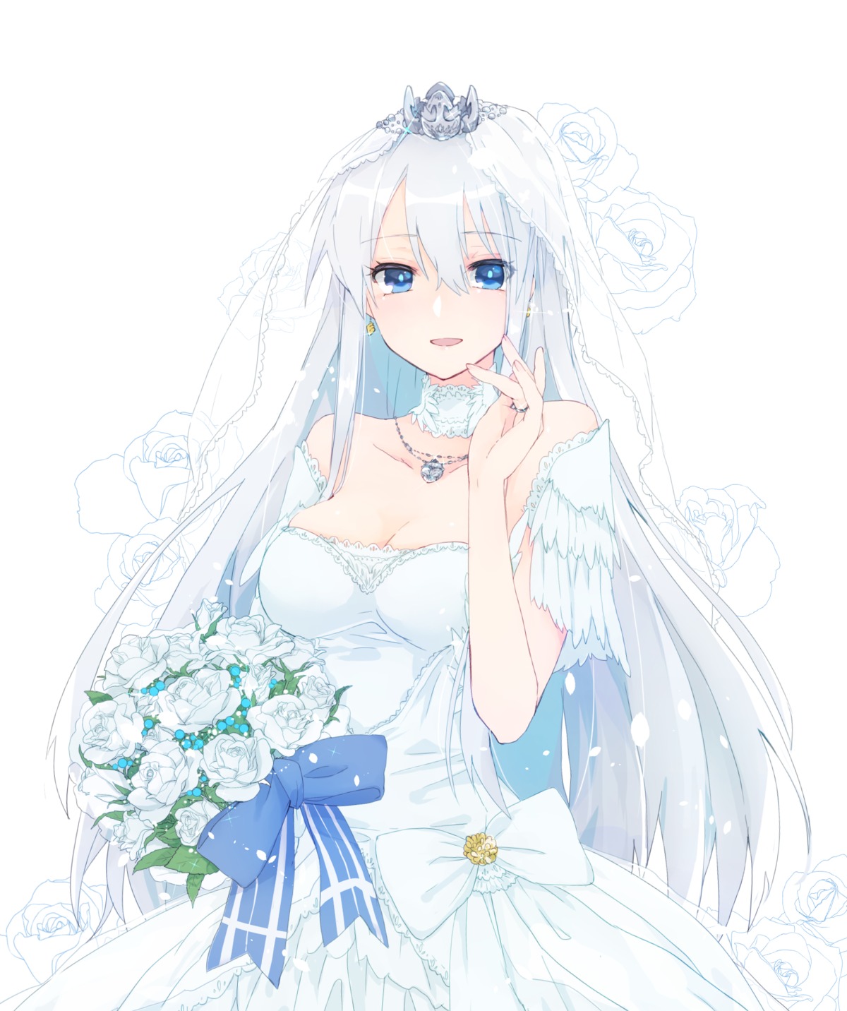 azur_lane, cleavage, dress, enterprise_(azur_lane), shichijou_natori, wedding_dress