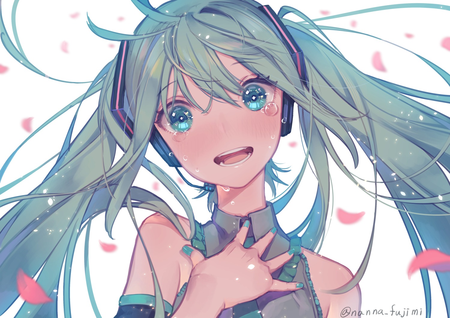 fujimi_nanna, hatsune_miku, headphones, vocaloid