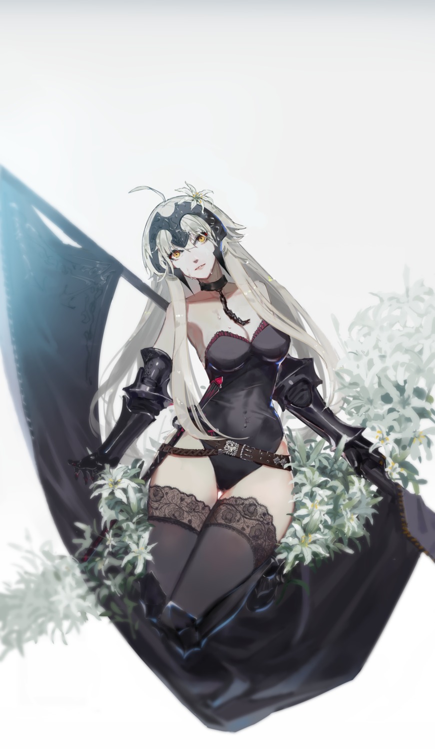 armor, cleavage, fate/grand_order, hoshimawa, jeanne_d'arc, jeanne_d'arc_alter_(fate), leotard, sword