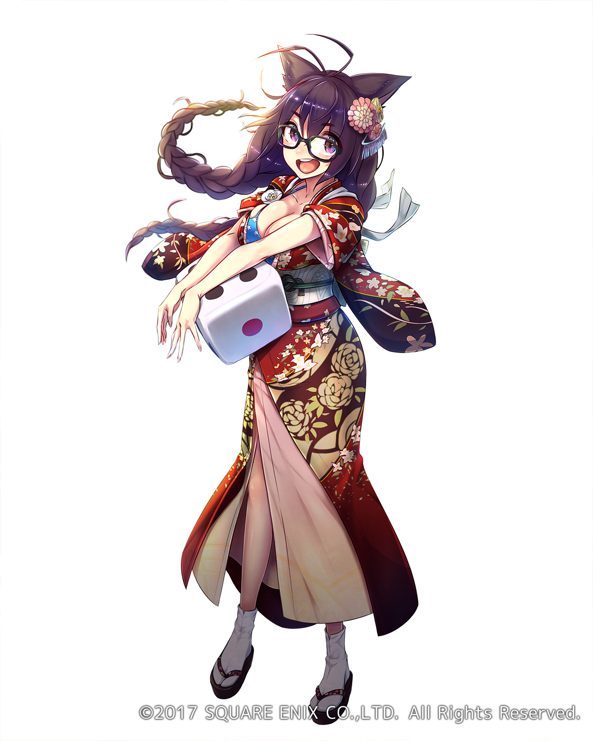 animal_ears, bikini_top, cleavage, mappaninatta, megane, open_shirt, square_enix, swimsuits