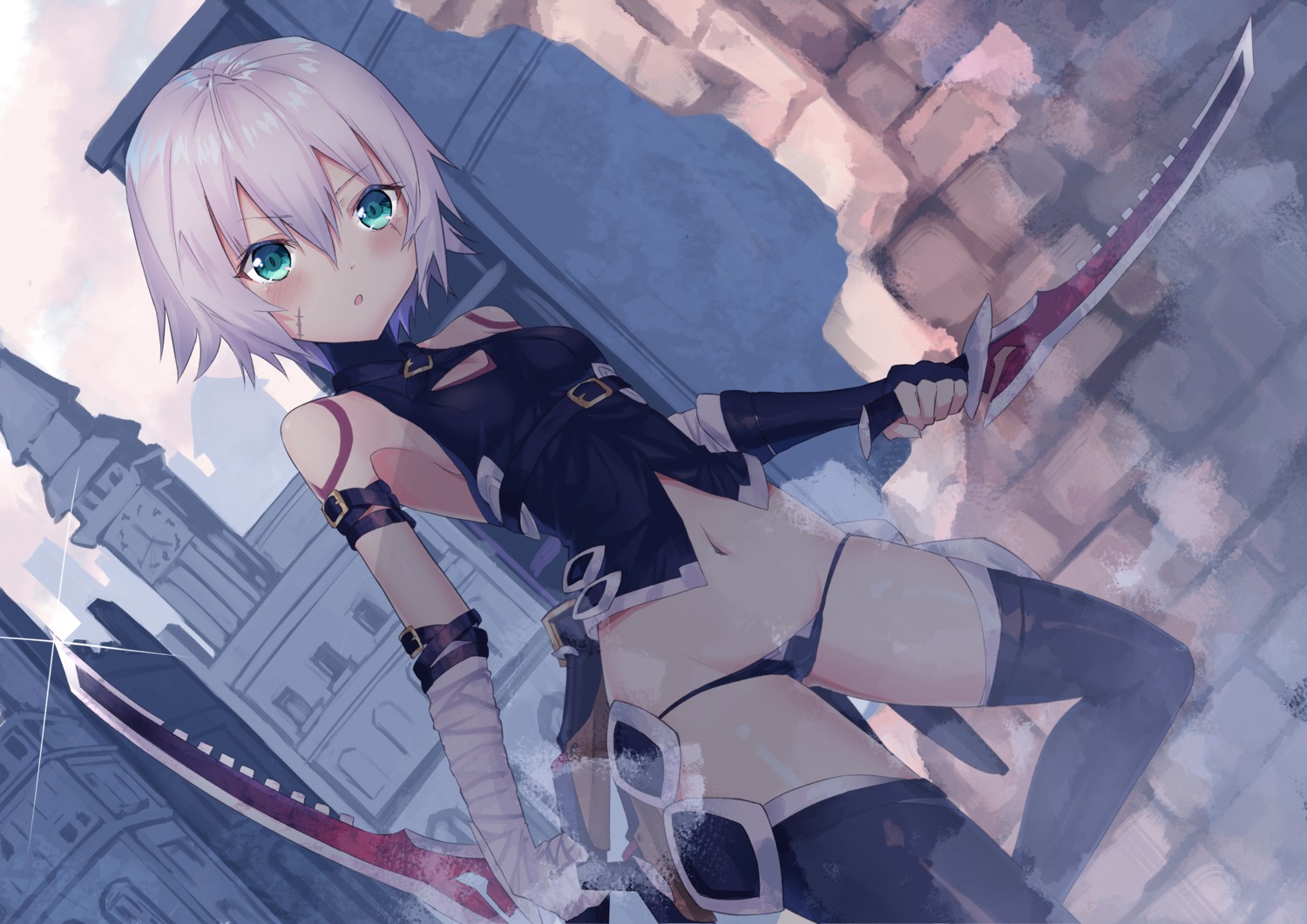 bandages, fate/apocrypha, fate/grand_order, fate/stay_night, jack_the_ripper, muragaki_(sgxx4878), pantsu, tattoo, thighhighs, weapon