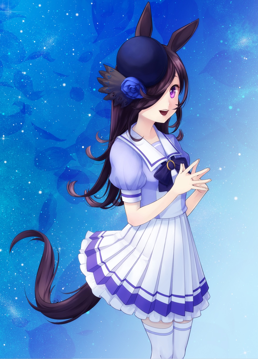 animal_ears, rice_shower_(umamusume), seifuku, tail, takatsuki_kahiro, thighhighs, uma_musume_pretty_derby