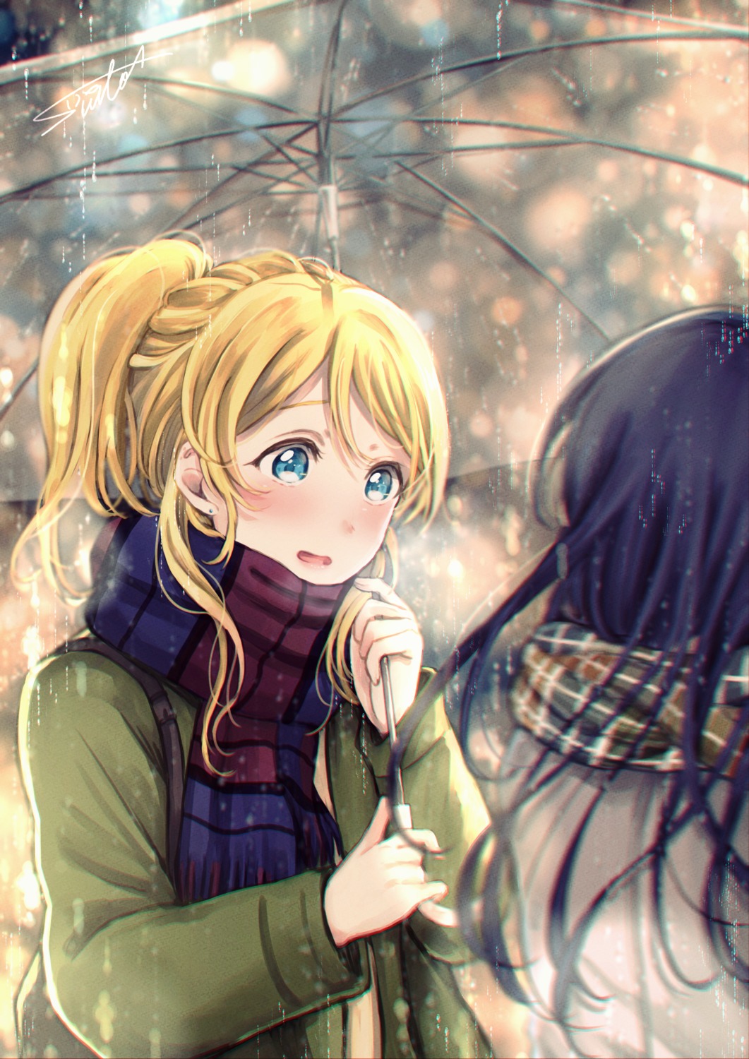 ayase_eli, love_live!, love_live!_(series), sonoda_umi, suito, umbrella