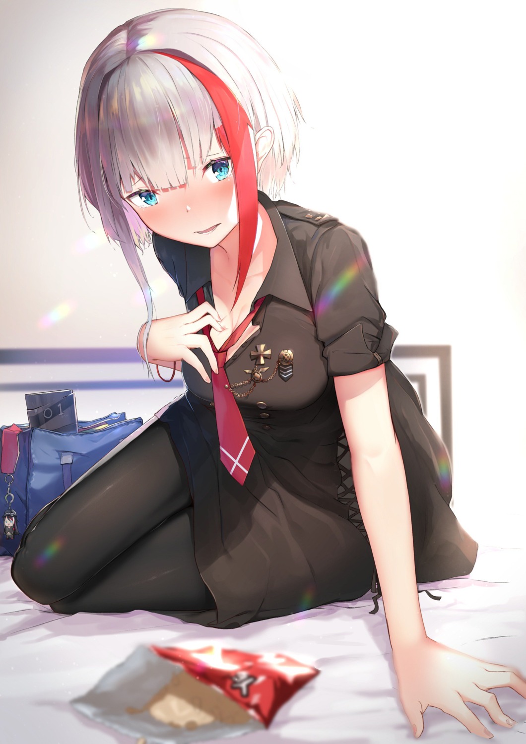 admiral_graf_spee_(azur_lane), azur_lane, cleavage, isaka_wasabi, open_shirt, pantyhose, uniform