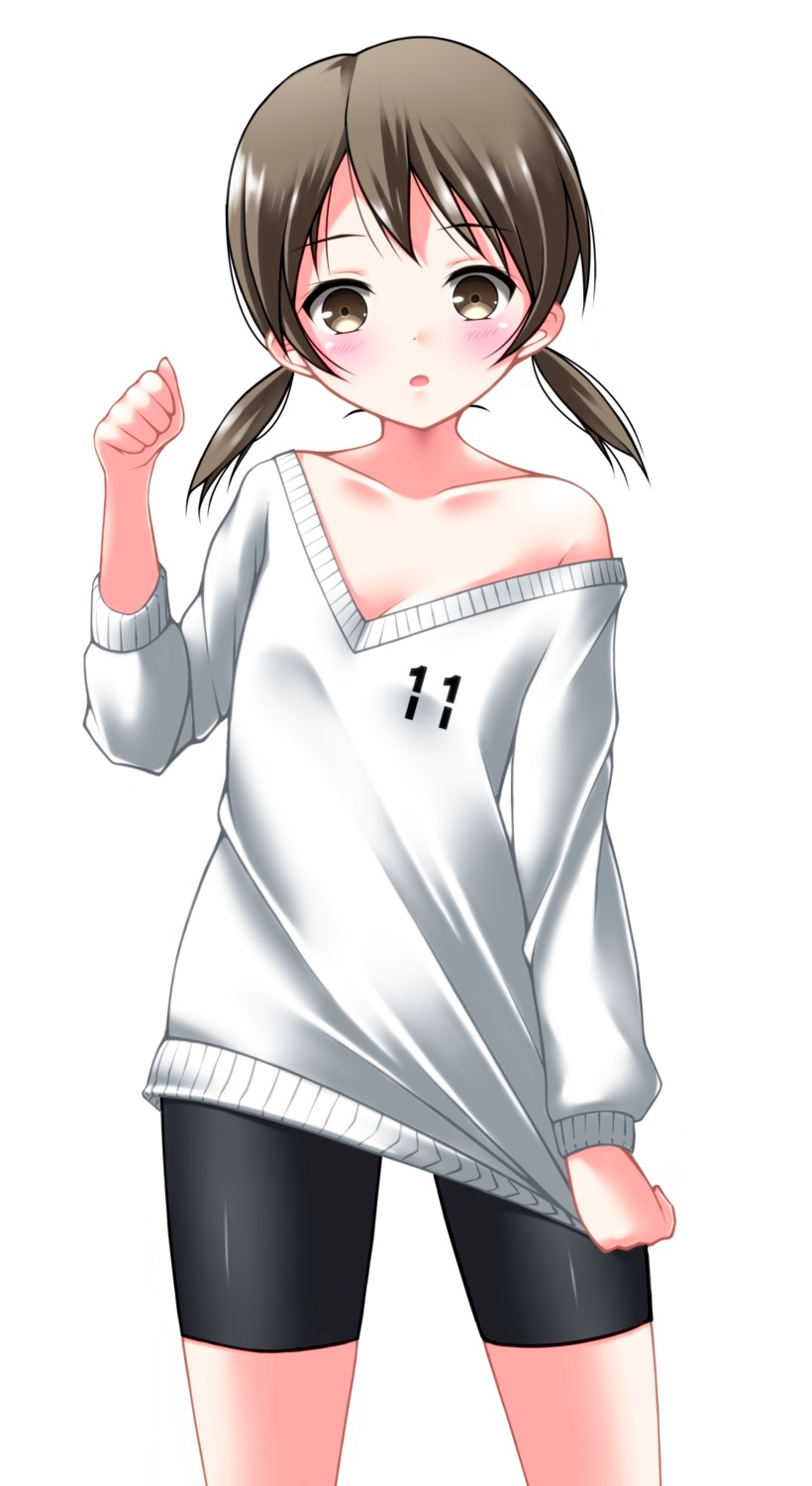 bike_shorts, cleavage, netwavers, sweater