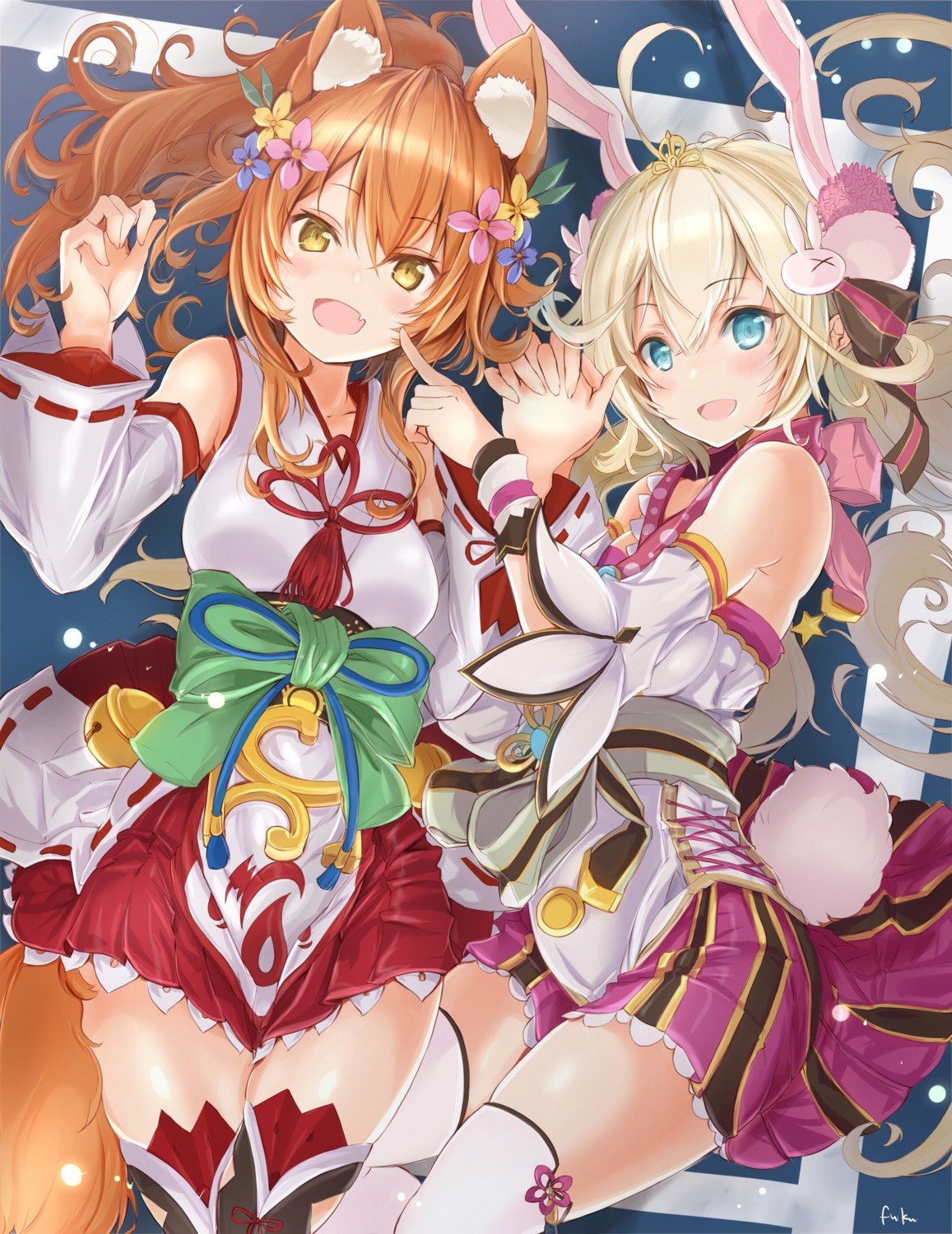 animal_ears, bunny_ears, fuku_kitsune, shironeko_project, tail, thighhighs