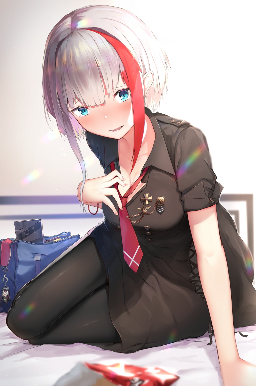 admiral_graf_spee_(azur_lane), azur_lane, cleavage, isaka_wasabi, open_shirt, pantyhose, uniform