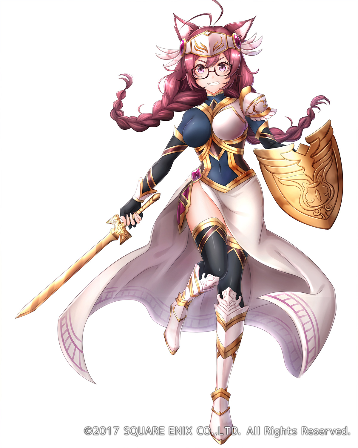 animal_ears, armor, mappaninatta, megane, square_enix, sword, thighhighs, venus_rumble
