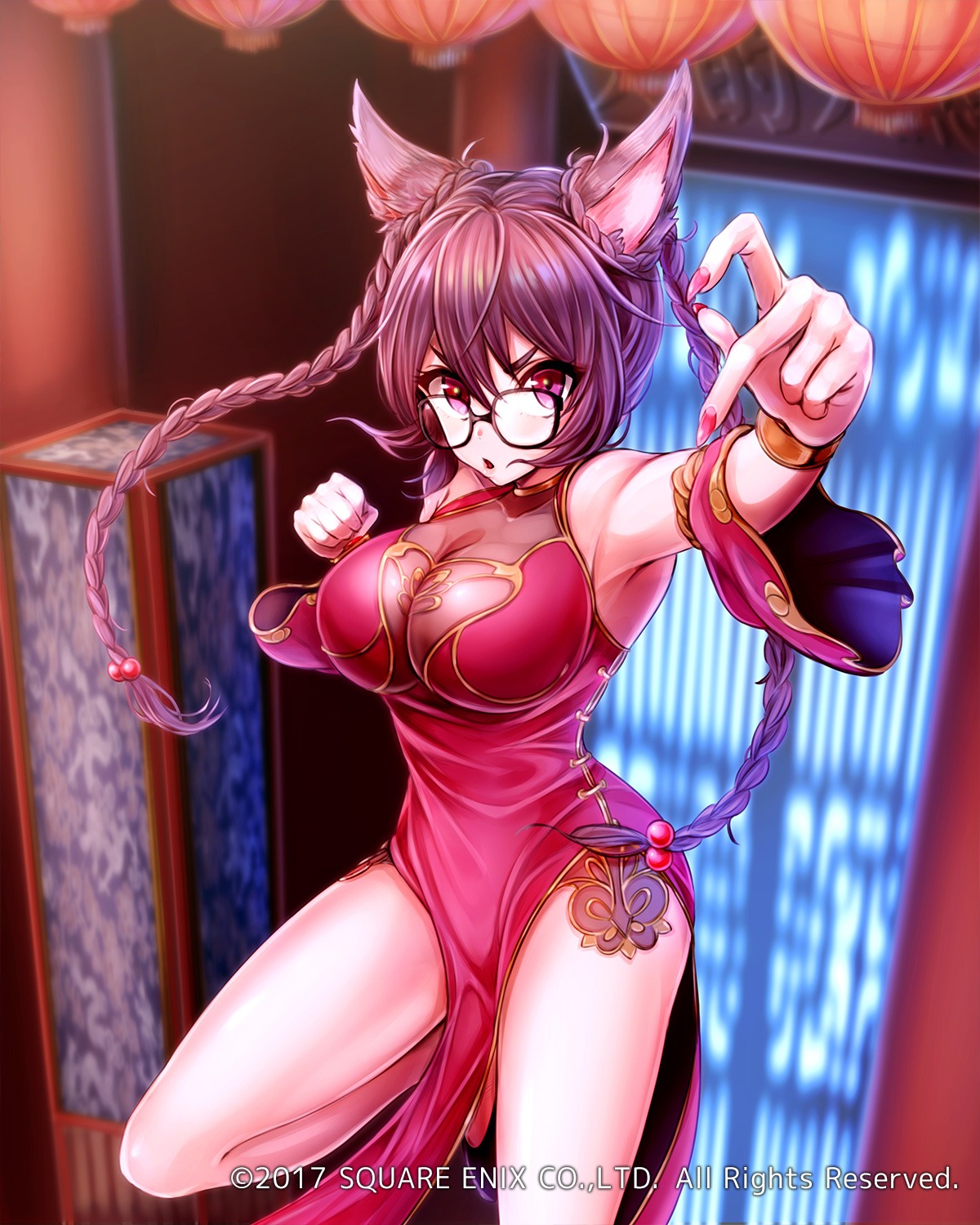 animal_ears, chinadress, mappaninatta, megane, see_through, square_enix, venus_rumble