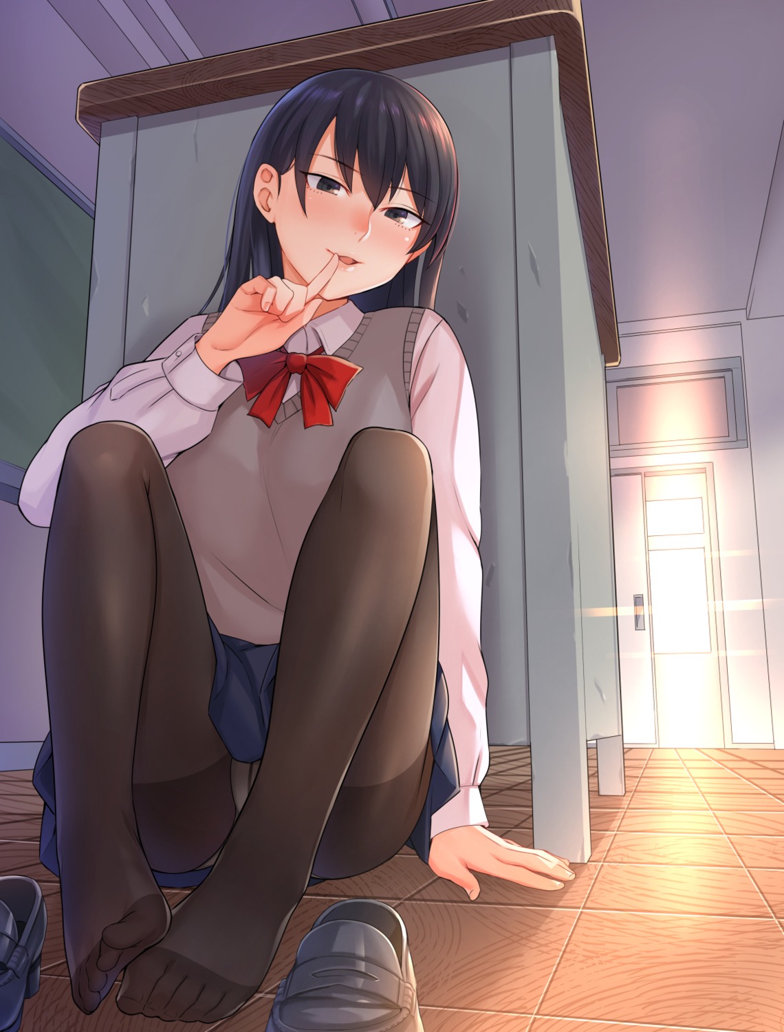 feet, kyuuso_inukami, pantsu, pantyhose, see_through, seifuku