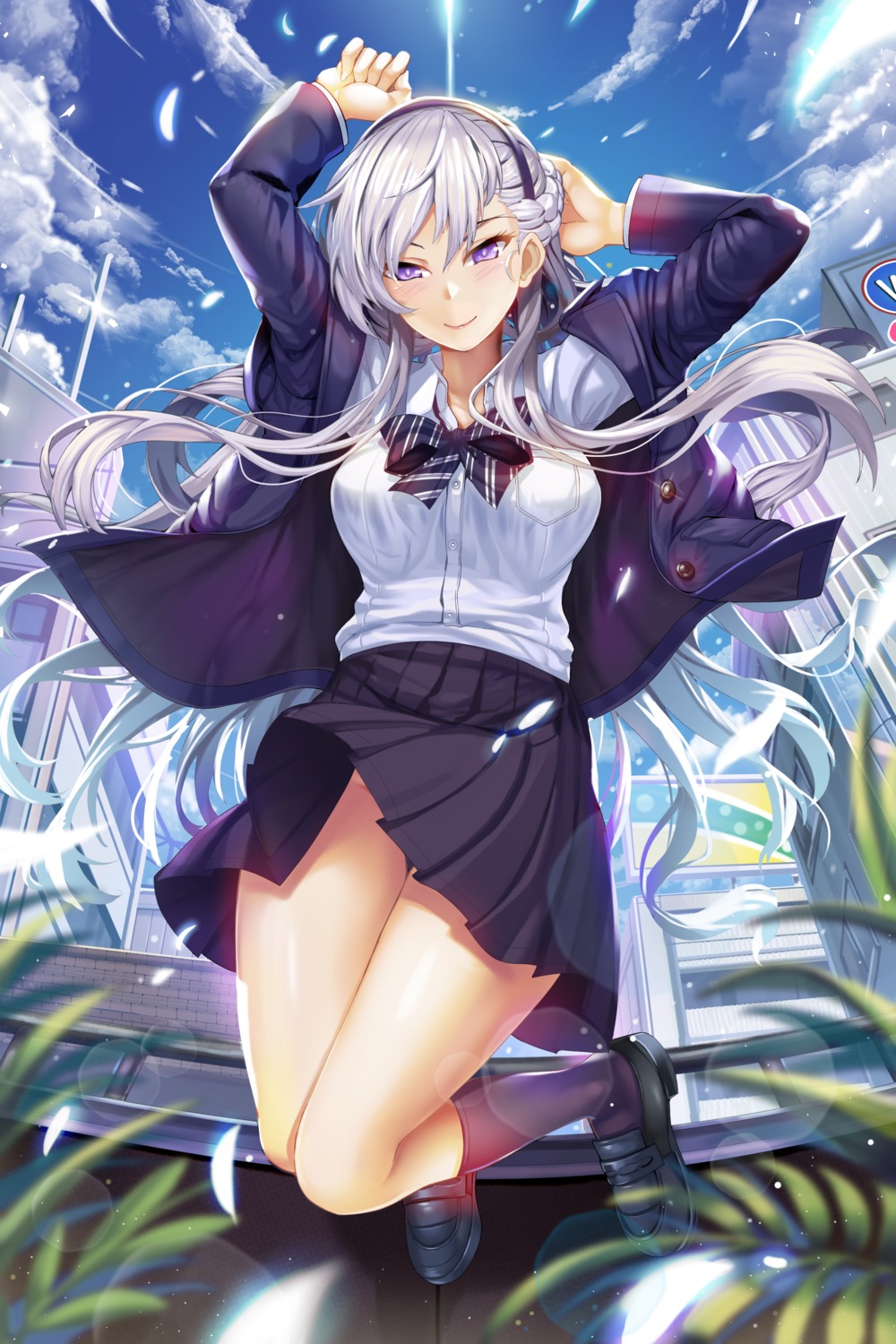 azur_lane, belfast_(azur_lane), hasaya, seifuku, skirt_lift