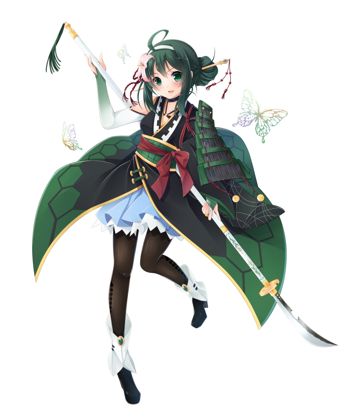 armor, hatachi, heels, japanese_clothes, komine_shiro, otome_sakura_no_densetsu, pantyhose, weapon