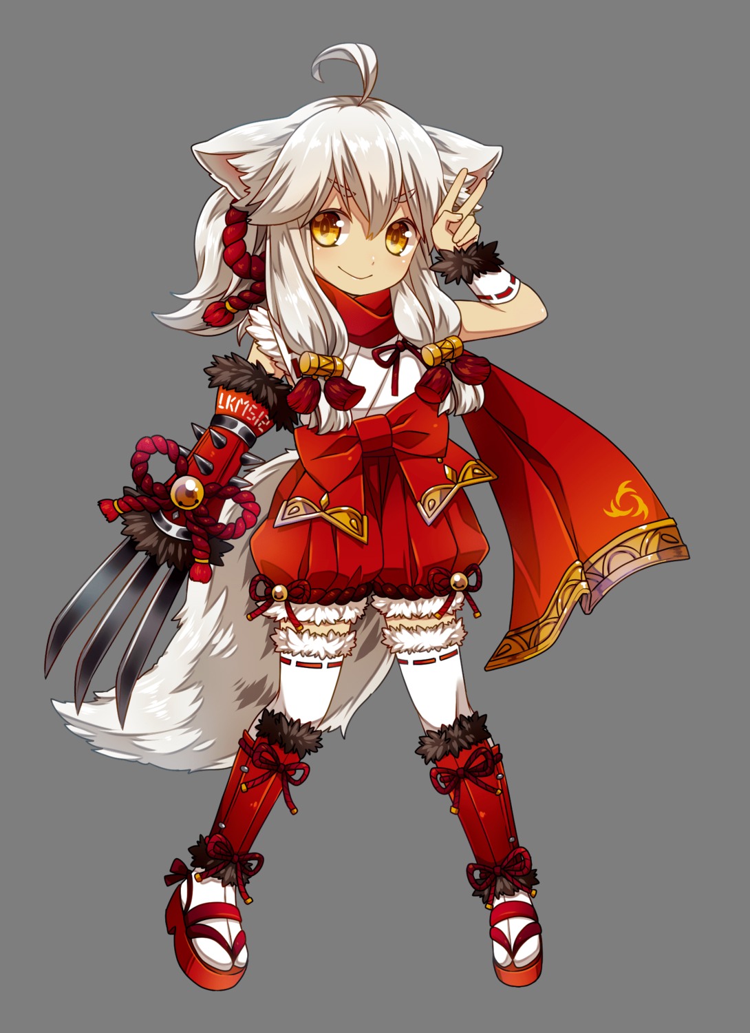 animal_ears, b._animalis, japanese_clothes, moru, thighhighs, transparent_png, uncolle, weapon