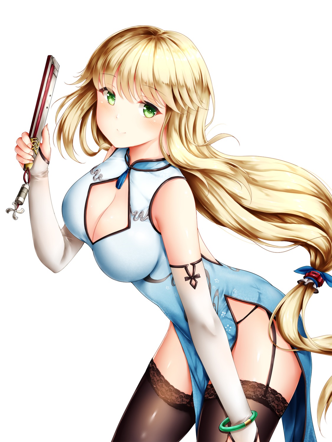 aurora_(azur_lane), azur_lane, chinadress, cleavage, stockings, thighhighs, wsman