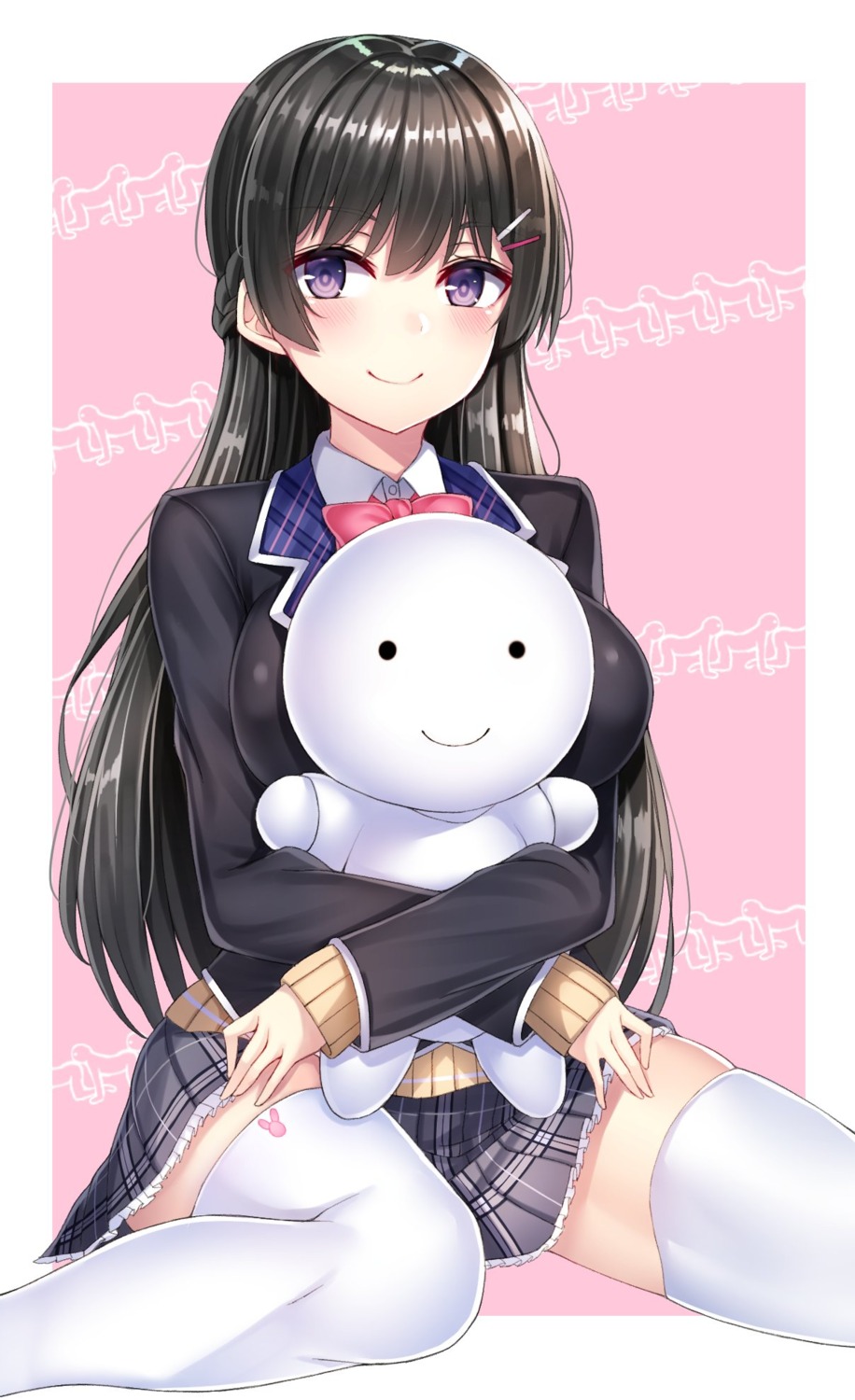 nano_(artist), nijisanji, seifuku, sweater, thighhighs, tsukino_mito