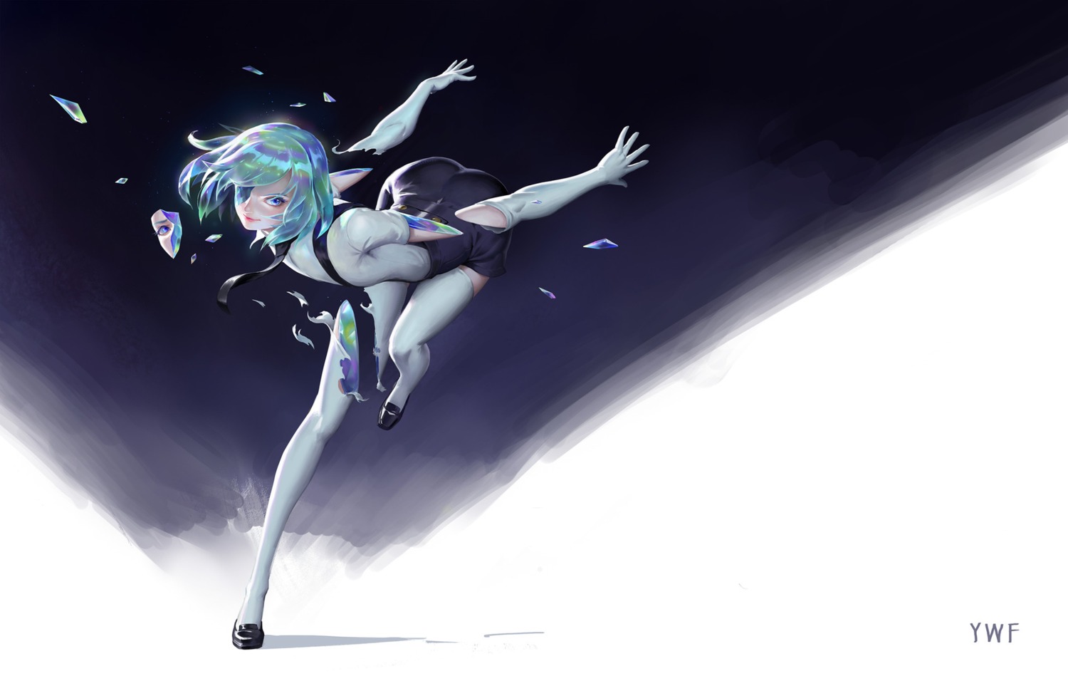 diamond_(houseki_no_kuni), houseki_no_kuni, thighhighs, wenfei_ye