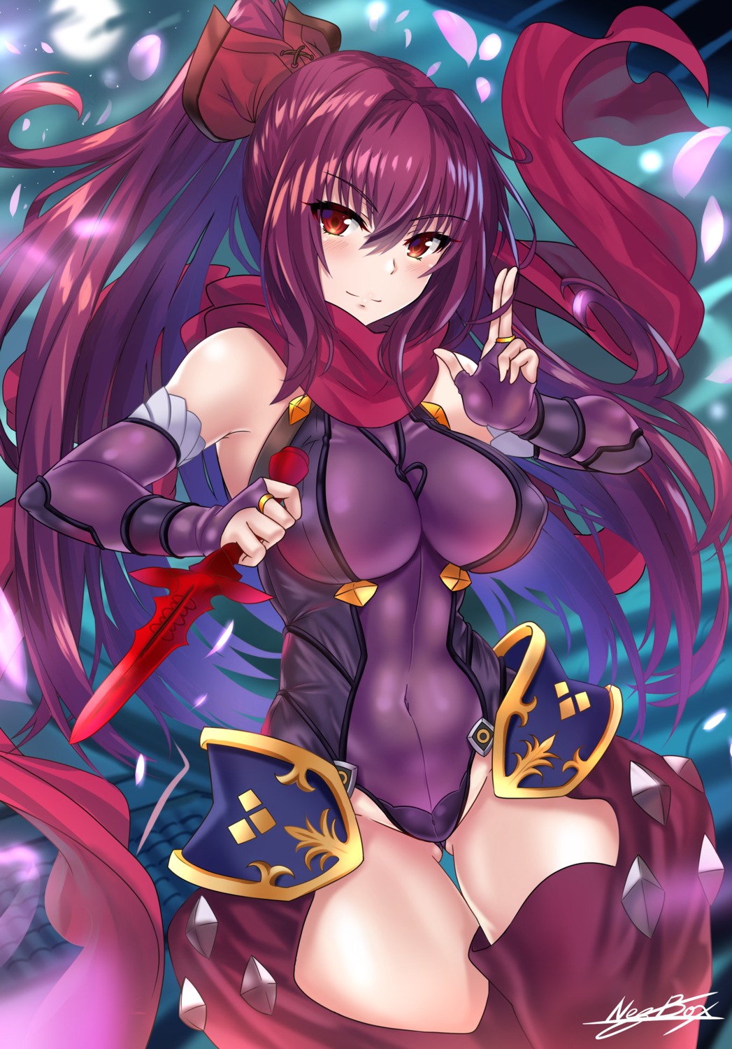 armor, cosplay, fate/grand_order, katou_danzou_(fate), leotard, nez-kun, scathach_(fate), weapon