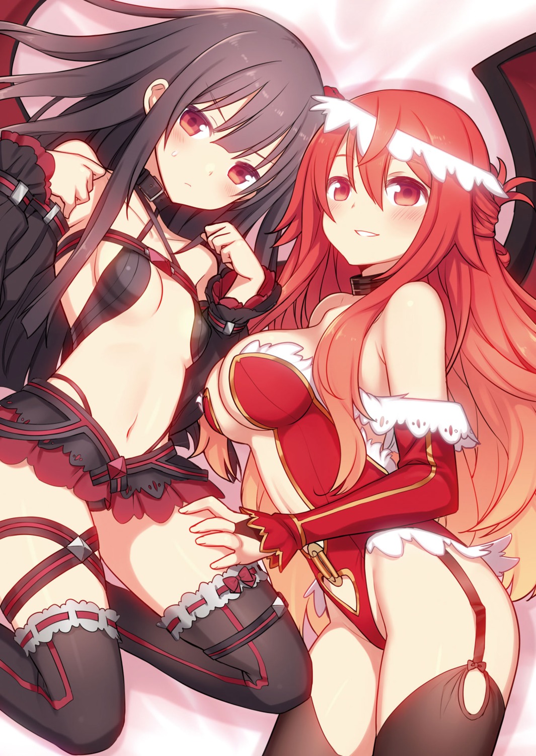 cleavage, garter, hiraga_matsuri, leotard, no_bra, stockings, thighhighs, wings