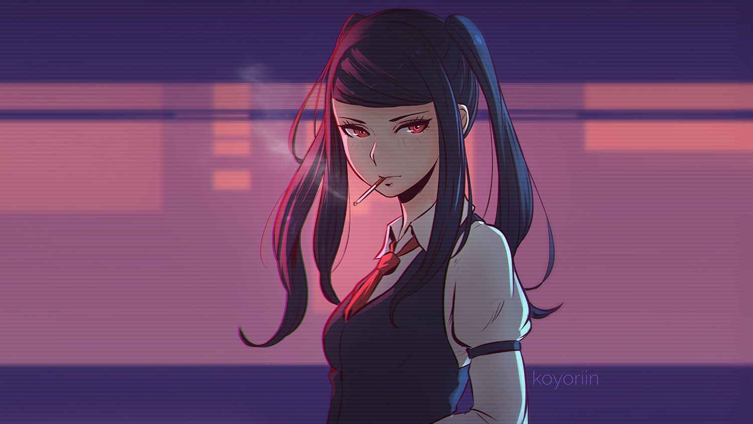 julianne_stingray, koyorin, seifuku, smoking, va-11_hall-a, wallpaper