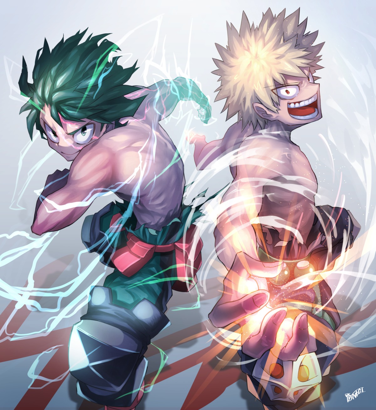 bakugou_katsuki, boku_no_hero_academia, kamonegi_(meisou1998), male, midoriya_izuku