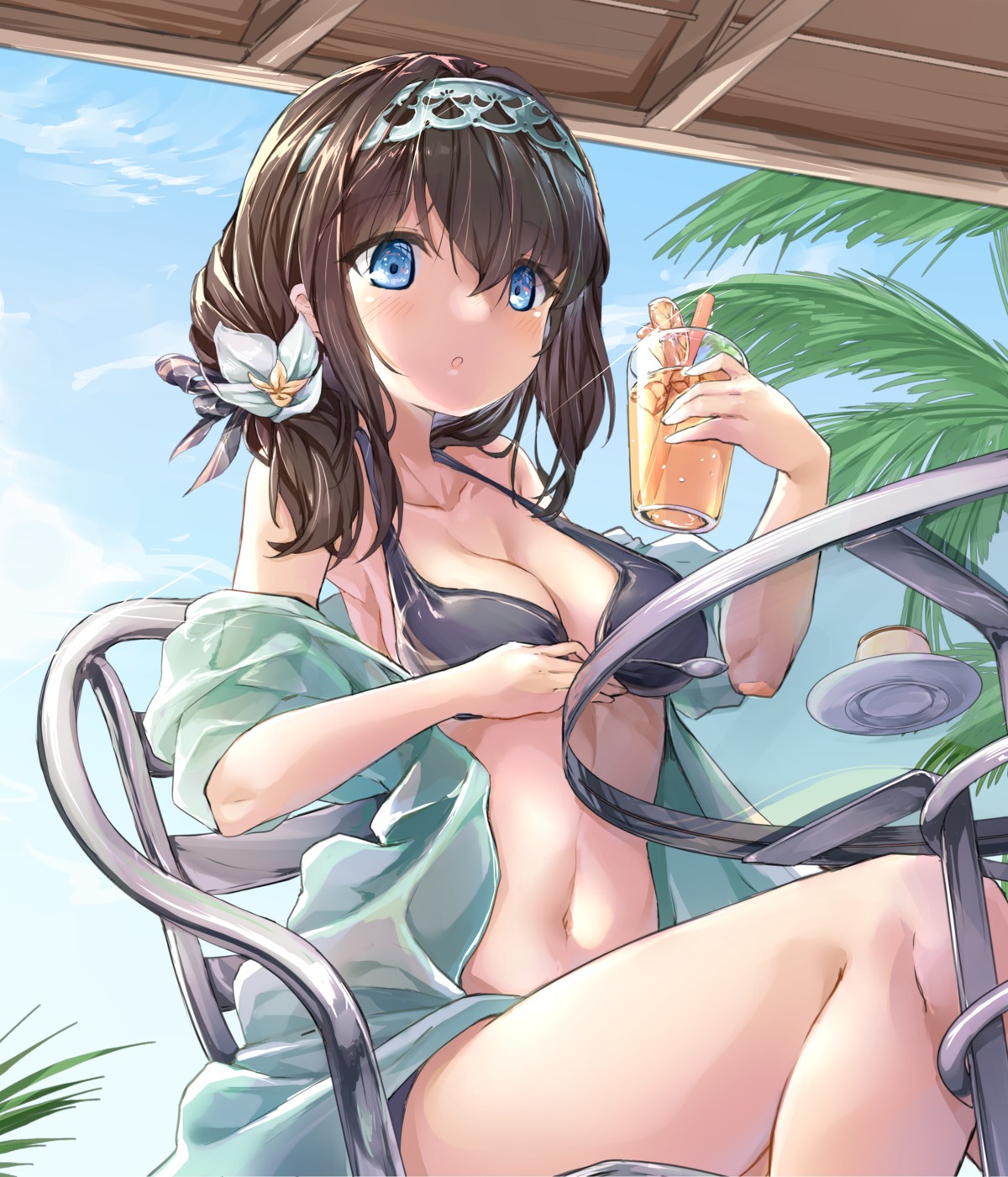 bikini, cleavage, hansallin, open_shirt, sagisawa_fumika, swimsuits, the_idolm@ster, the_idolm@ster_cinderella_girls