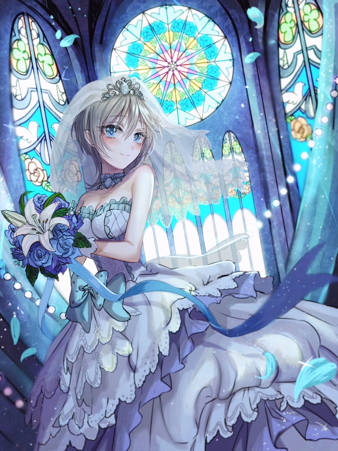 anastasia_(idolm@ster), cleavage, dress, rum_raisin_(chihiromakita19), the_idolm@ster, the_idolm@ster_cinderella_girls, wedding_dress