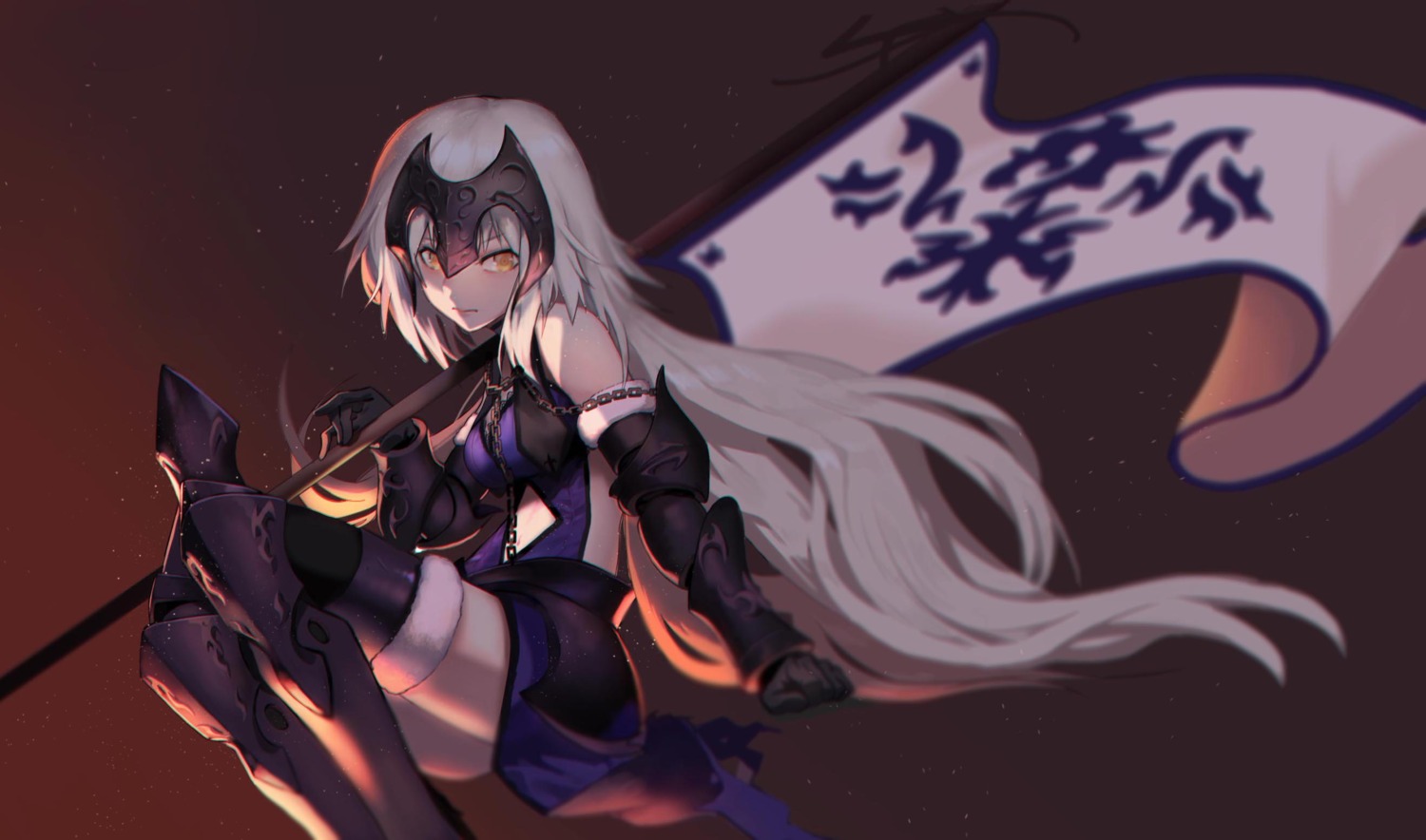 armor, fate/grand_order, hj_(leeho830), jeanne_d'arc, jeanne_d'arc_alter_(fate), jpeg_artifacts, thighhighs