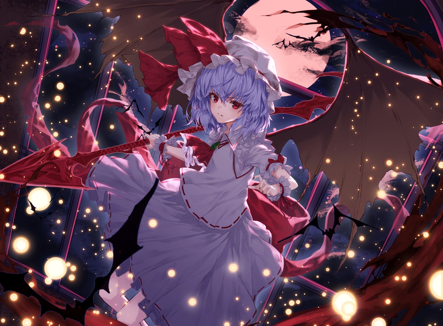 lo-ta, remilia_scarlet, touhou, weapon, wings