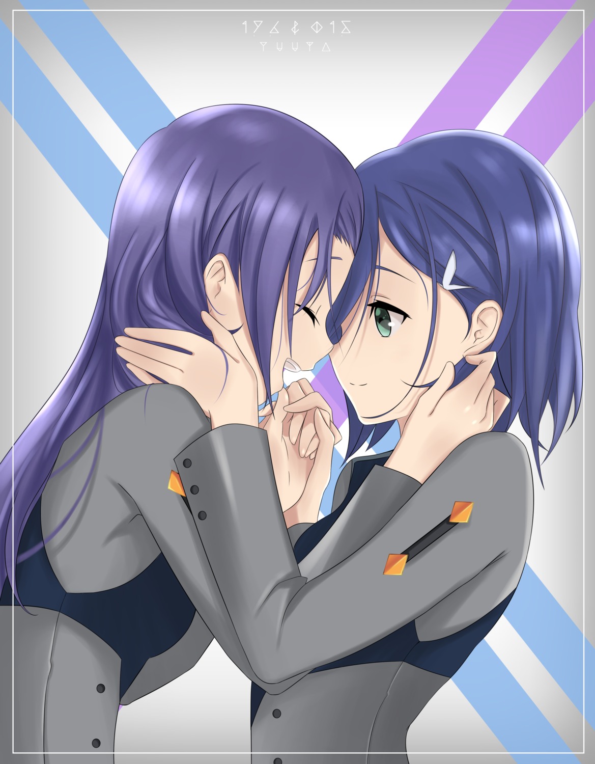 darling_in_the_franxx, ichigo_(darling_in_the_franxx), ikuno_(darling_in_the_franxx), uniform, yuri, yuuta_(artist)