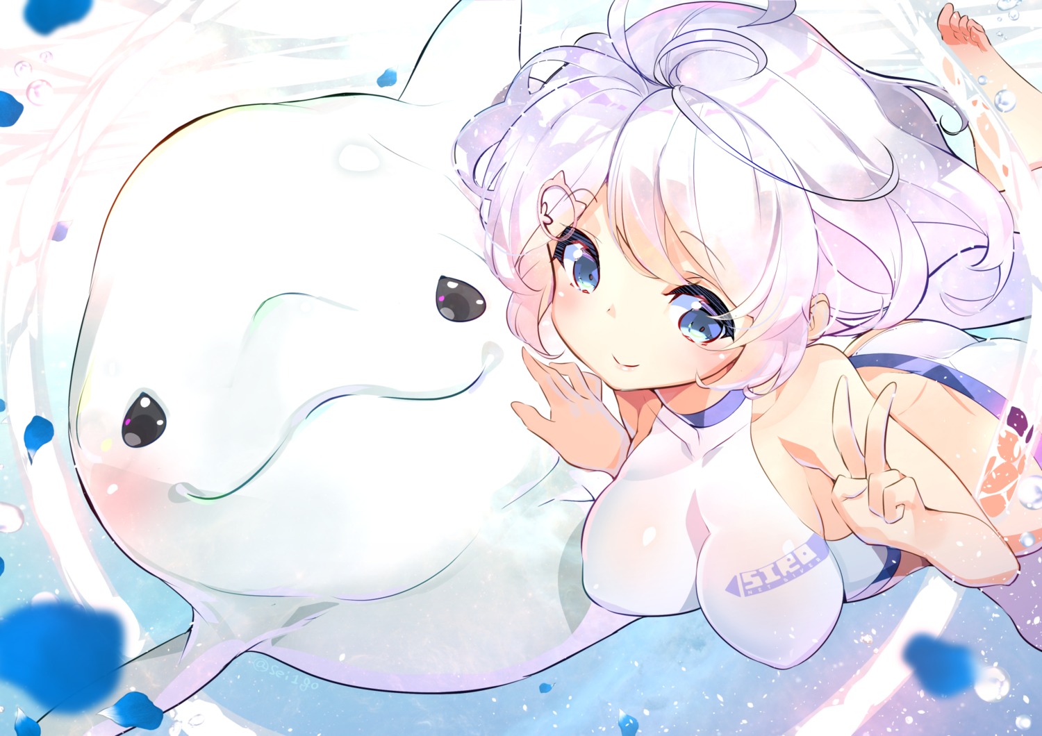 dennou_shoujo_youtuber_shiro, fujishimasei_1_gou, shiro_(dennou_shoujo_youtuber_shiro), swimsuits