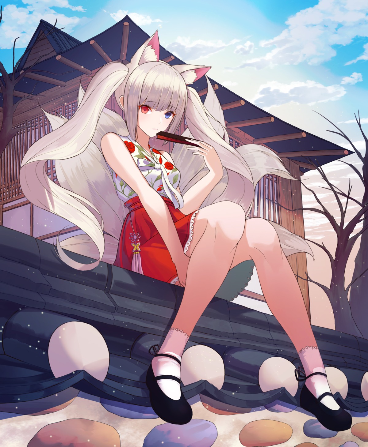 animal_ears, heterochromia, jayamon, kitsune, tail