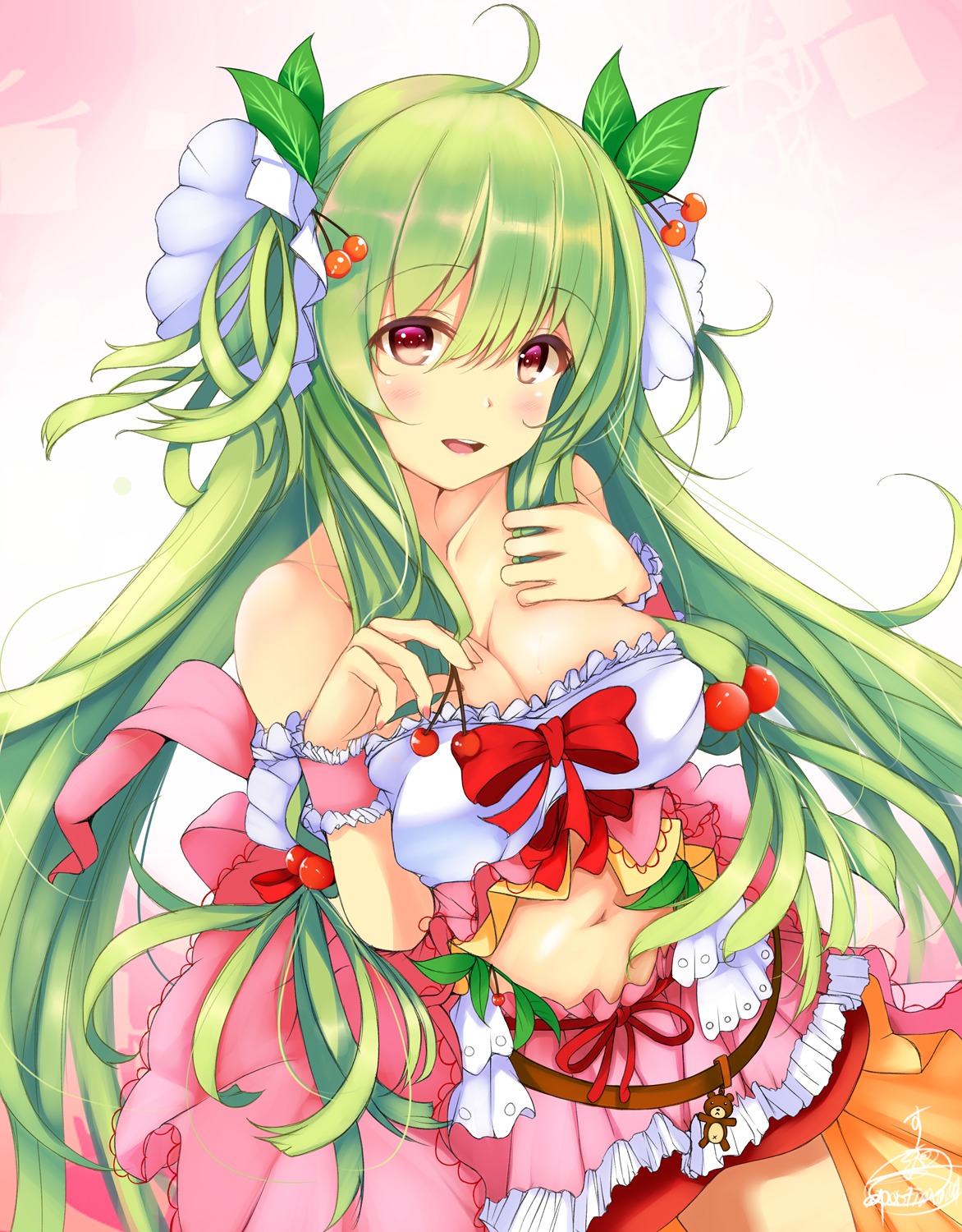 breast_hold, cleavage, flower_knight_girl, suzume_(simple0091)