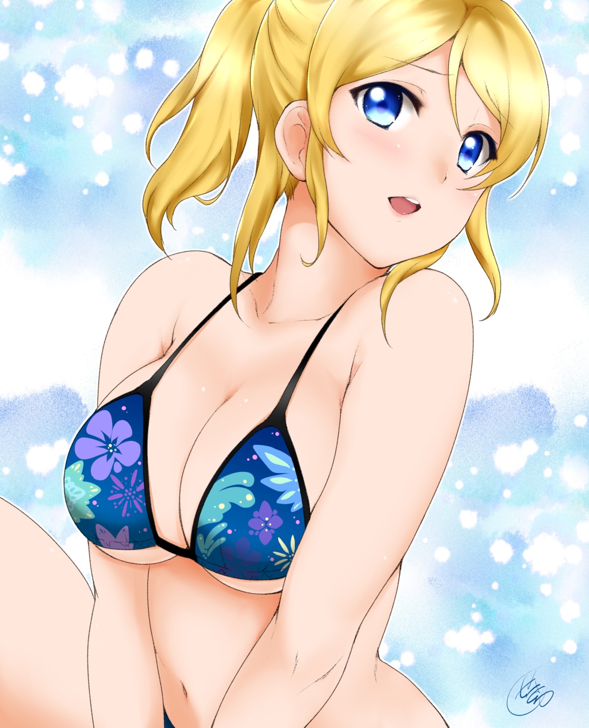 ayase_eli, bikini_top, cleavage, love_live!, love_live!_(series), swimsuits, underboob, yue_(show-ei)