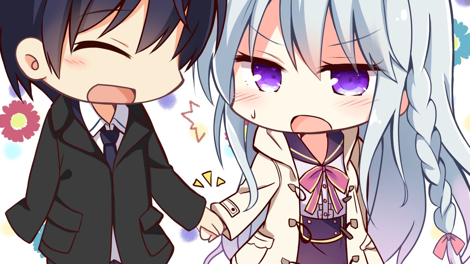 campus, chibi, game_cg, kimi_to_hajimeru_dasan_tekina_lovecome, kujou_danbo, seifuku, teidou_shirayuki