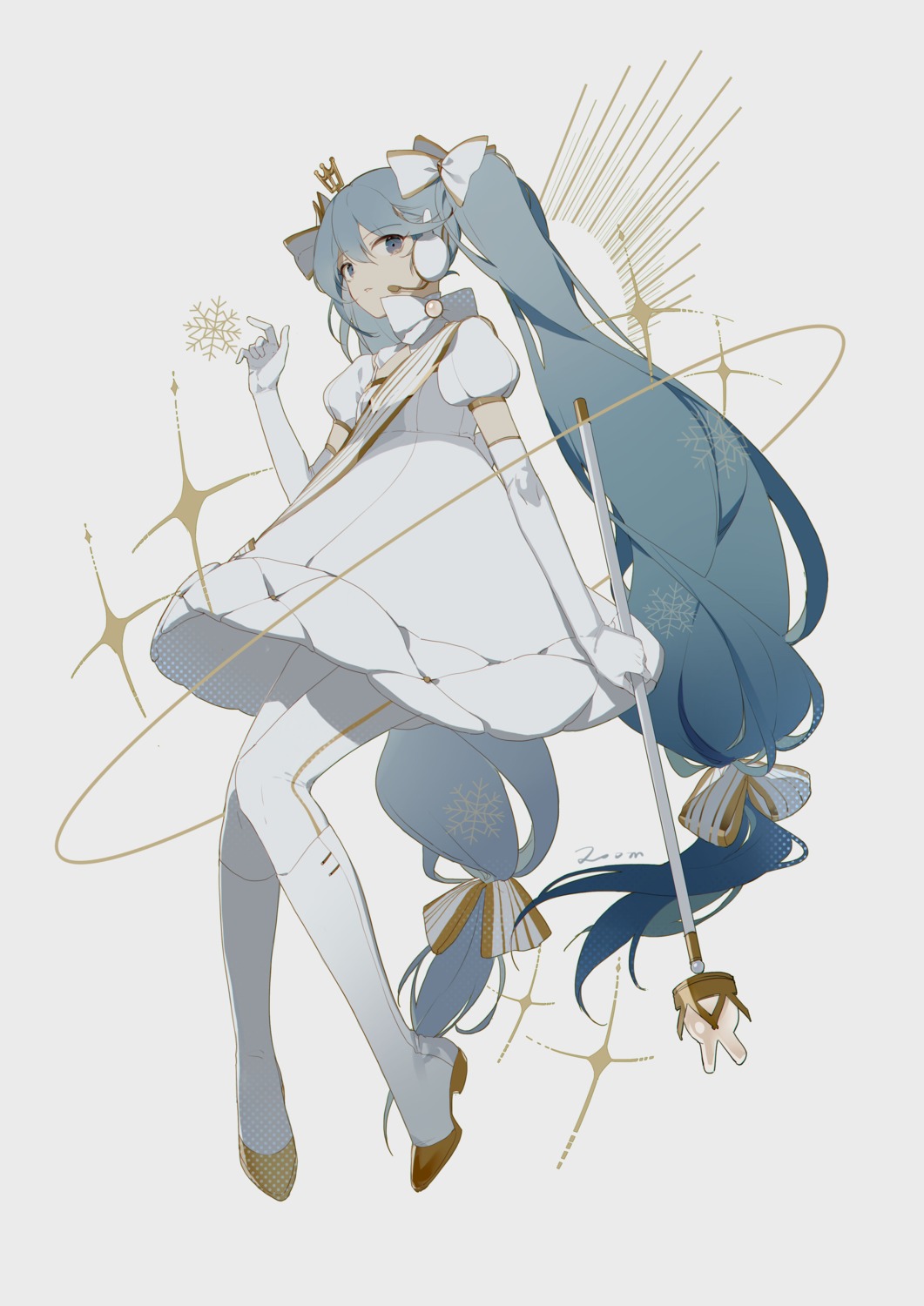 dress, hatsune_miku, headphones, heels, pantyhose, vocaloid, weapon, yuki_miku